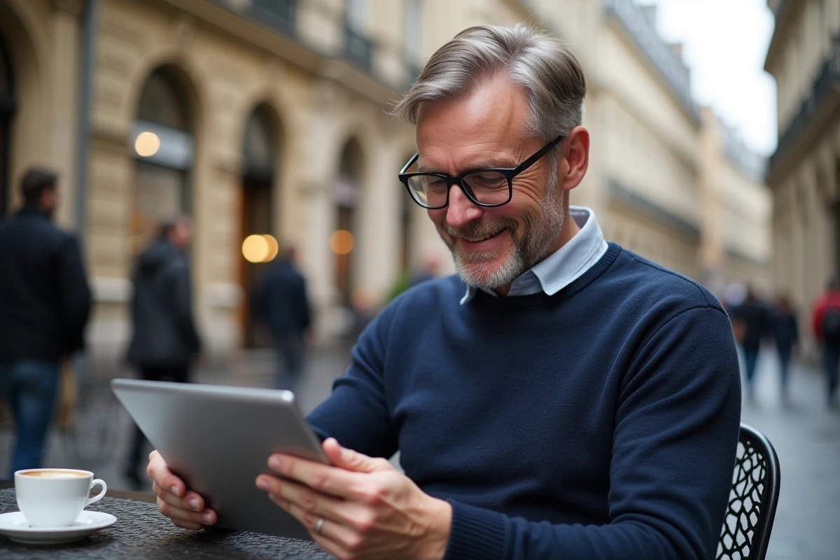 Homme lisant des offres d